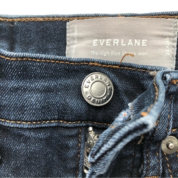 Everlane High Rise Skinny Jeans Dark Wash Ankle - Picture 4 of 9